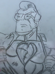 eddies drawing of him as a superhero