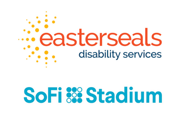Easterseals Disability Services logo and SoFi Stadium logo side by side. 