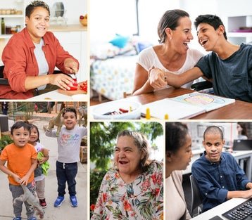 Collage of photos of adults and children